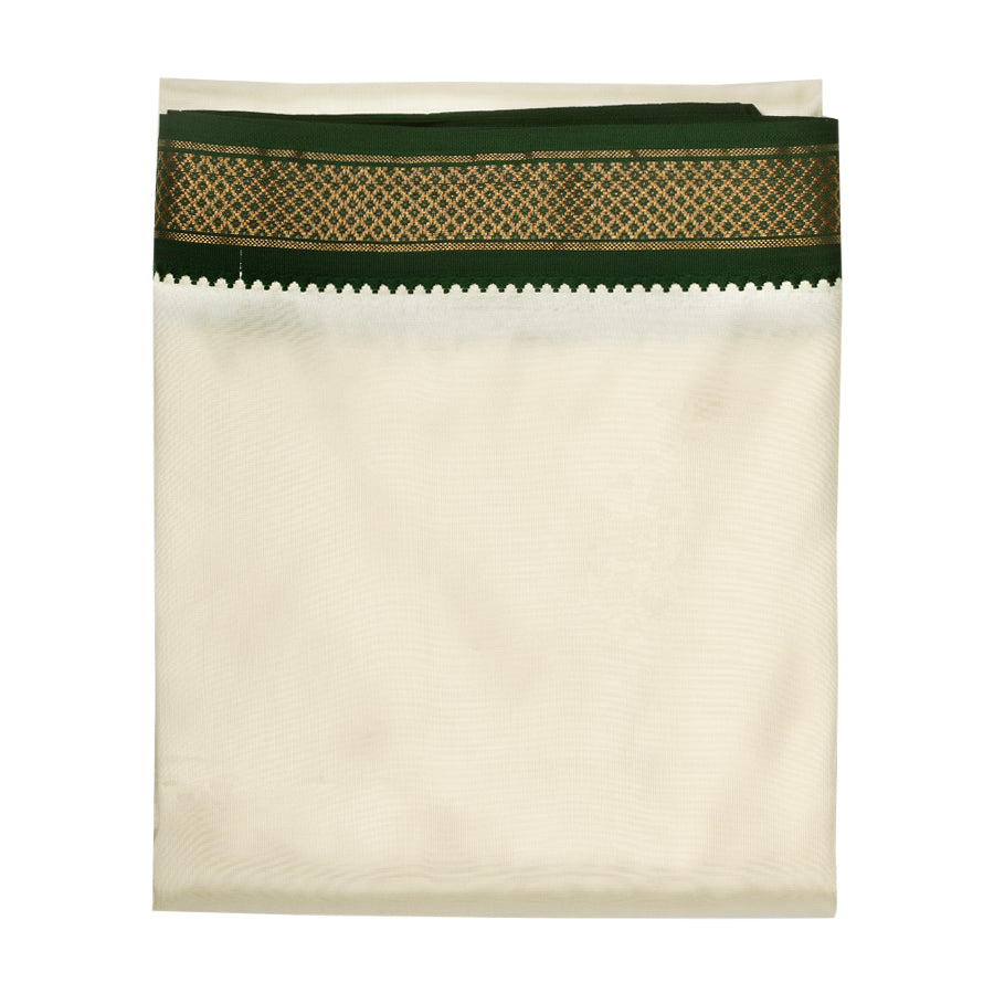Art Silk Special 5 Kan Cream Dhoti | Double Layer | Mayilkan Border | Kannika