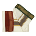 Art Silk Special 5 Kan Cream Dhoti | Double Layer | Mayilkan Border | Kannika