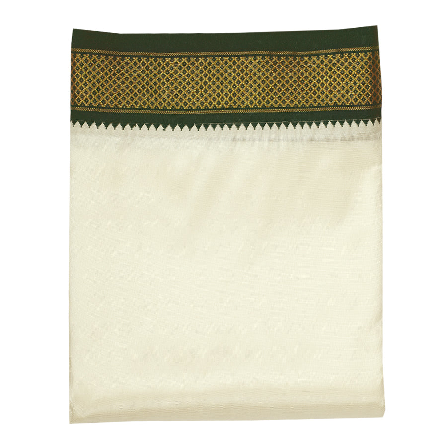 Art Silk Special 7 Kan Cream Dhoti | Double Layer | Mayilkan Border | Kannika