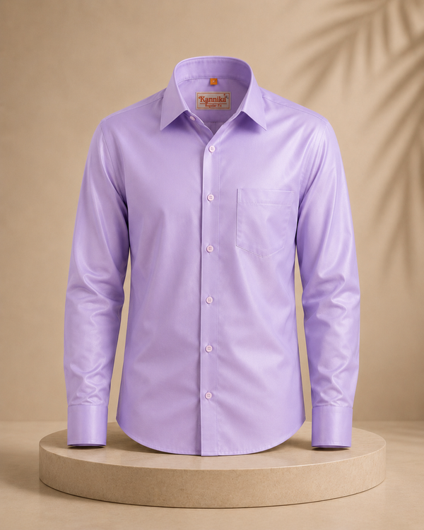 Premium Lavender Art Silk Shirt for Men – Traditional Ethnic Wear | Kannika