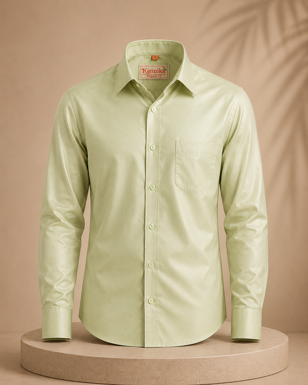 Premium Pista Green Art Silk Shirt for Men – Traditional Ethnic Wear | Kannika