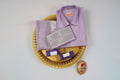 Art Silk Lavander Mappillai Set | 3-in-1 | Double Layer | 1 1/2" Silver Jari Border