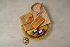 Art Silk Biscuit Mappillai Set | 3-in-1 | Double Layer | 1 1/2" Copper Jari Border