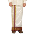 Pure Silk 16 Kan Cream Dhoti | Double Layer | 16 Kan Mayilkan Border