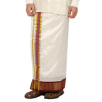 Pure Silk 16 Kan Cream Dhoti | Double Layer | 16 Kan Mayilkan Border