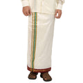 Pure Silk 5 Kan Cream Dhoti | Double Layer | 5 Kan Mayilkan Border