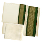 Pure Silk 7 Kan Cream Dhoti with Angavastram | Double Layer | Mayilkan Border | Kannika