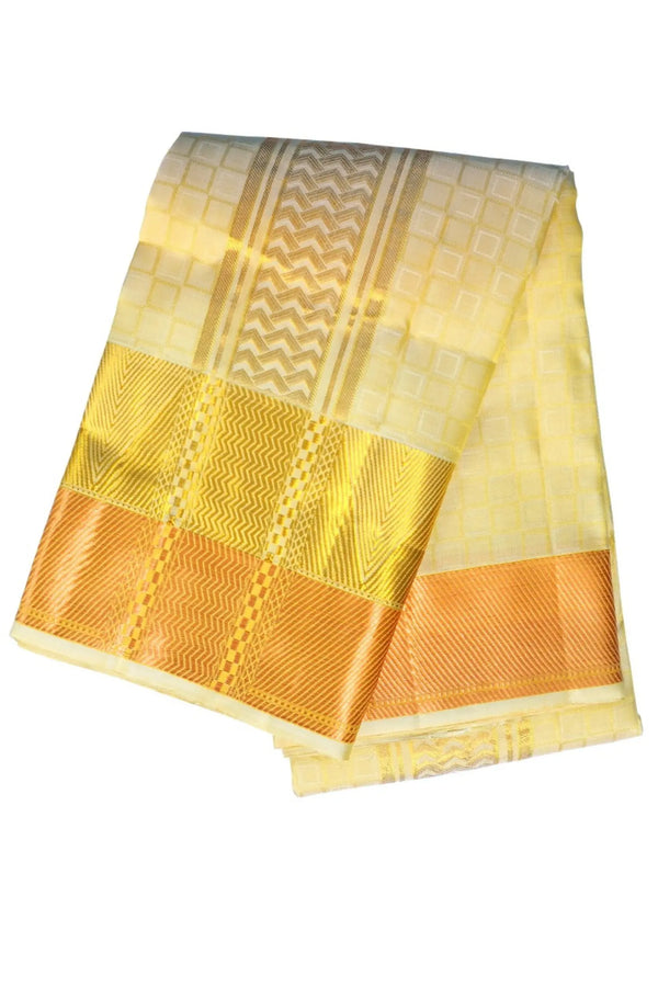 Premium Collection | 5 Inch Zari Border | Pure Silk Emboss Double Border Dhoti | Kannika Dhoti