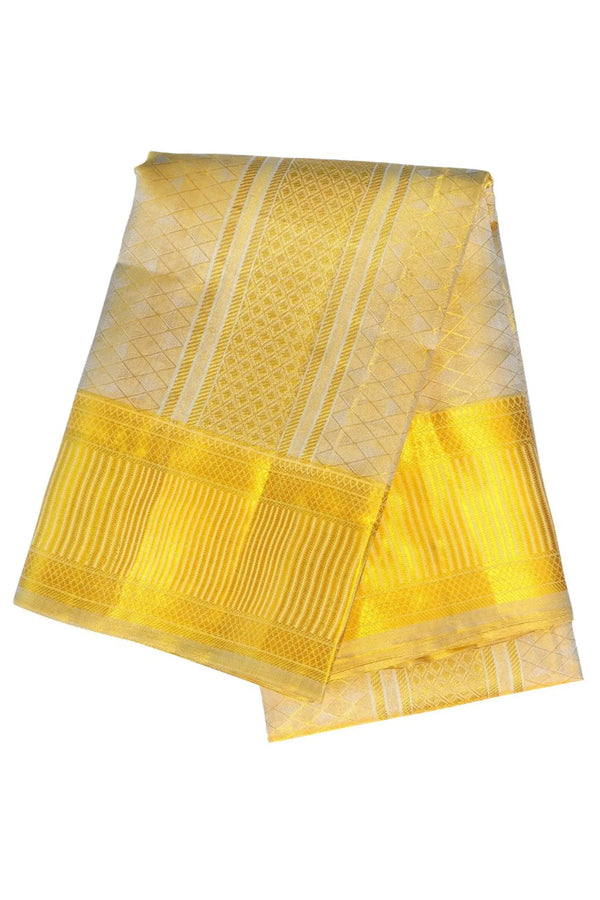 Premium Collection | 3 Inch Zari Border | Pure Silk Emboss Tissue Dhoti | Kannika Dhotis