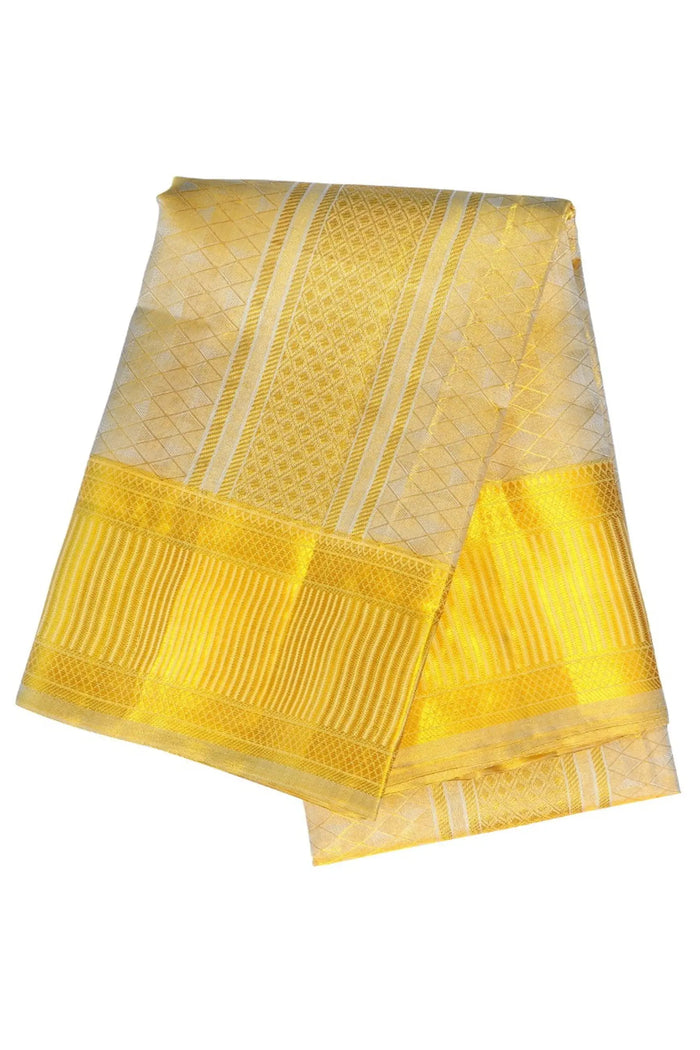 Premium Collection | 3 Inch Zari Border | Pure Silk Emboss Tissue Dhoti | Kannika Dhotis