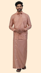 Premium Copper Art Silk Shirt for Men – Traditional Ethnic Wear | Kannika