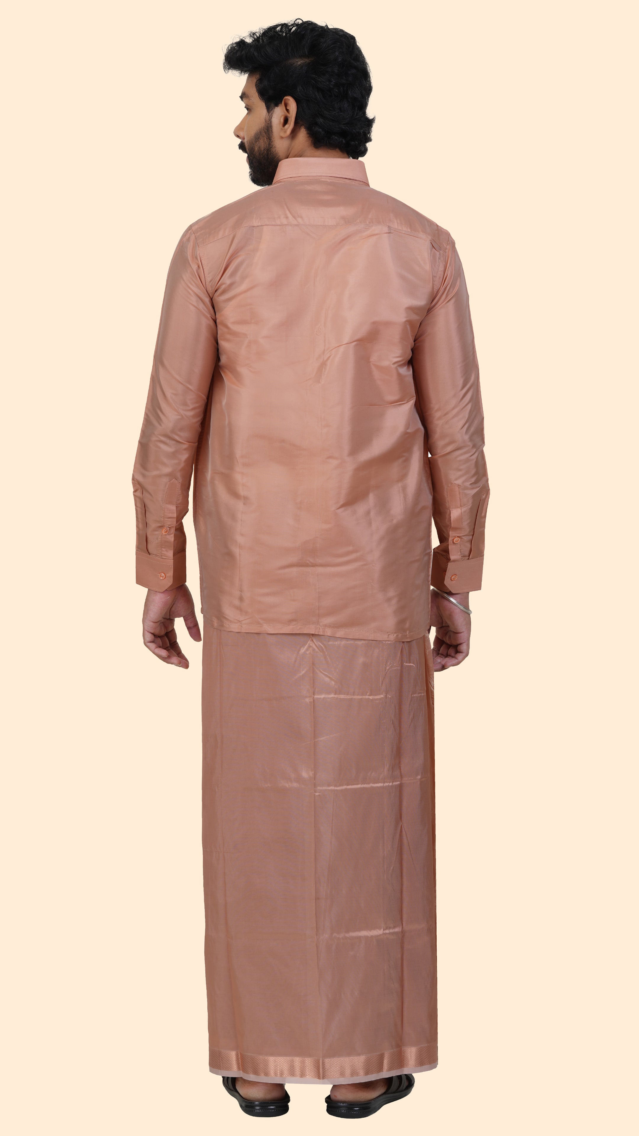 Premium Copper Art Silk Shirt for Men – Traditional Ethnic Wear | Kannika