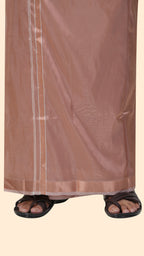 Art Silk Cooper Velcro Mappillai Set | 3-in-1 | Double Layer | 1 1/2" Copper Jari Border