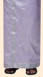 Art Silk Lavander Mappillai Set | 3-in-1 | Double Layer | 1 1/2" Silver Jari Border